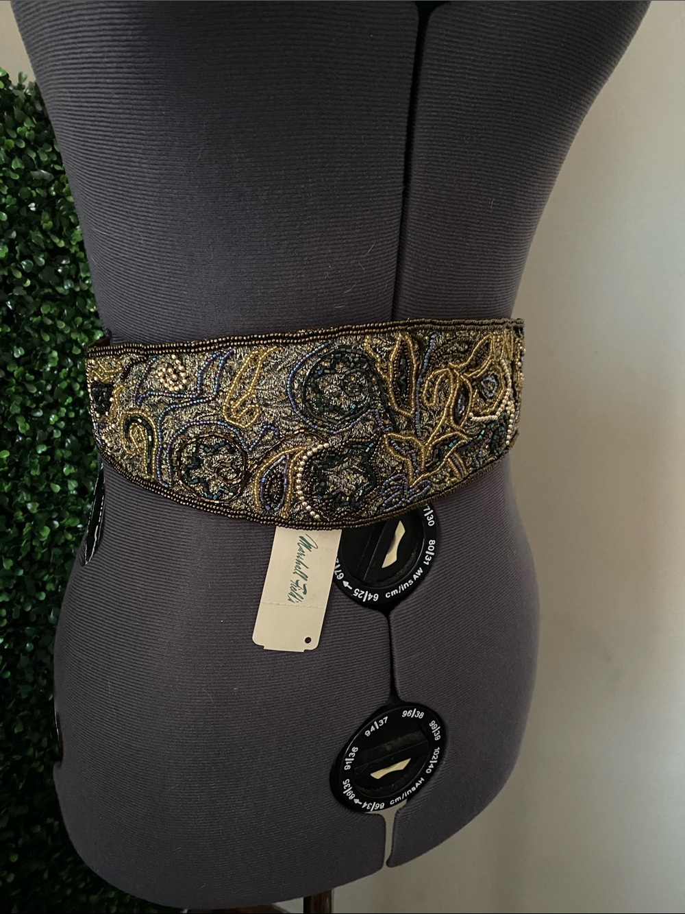 Embellished Gold and Black Beaded Waist Belt